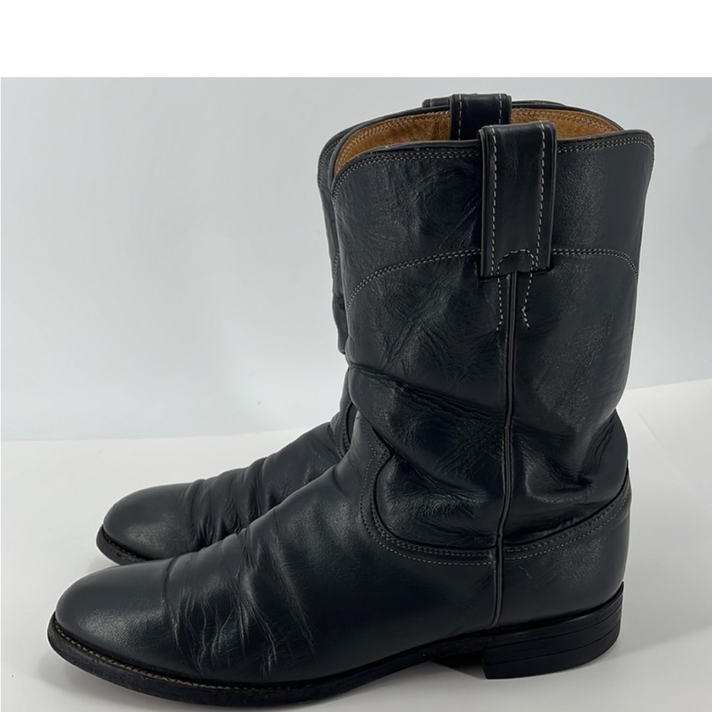 Vintage Justin Roper ‘GRAY’ Cowboy Western Work Boots Leather